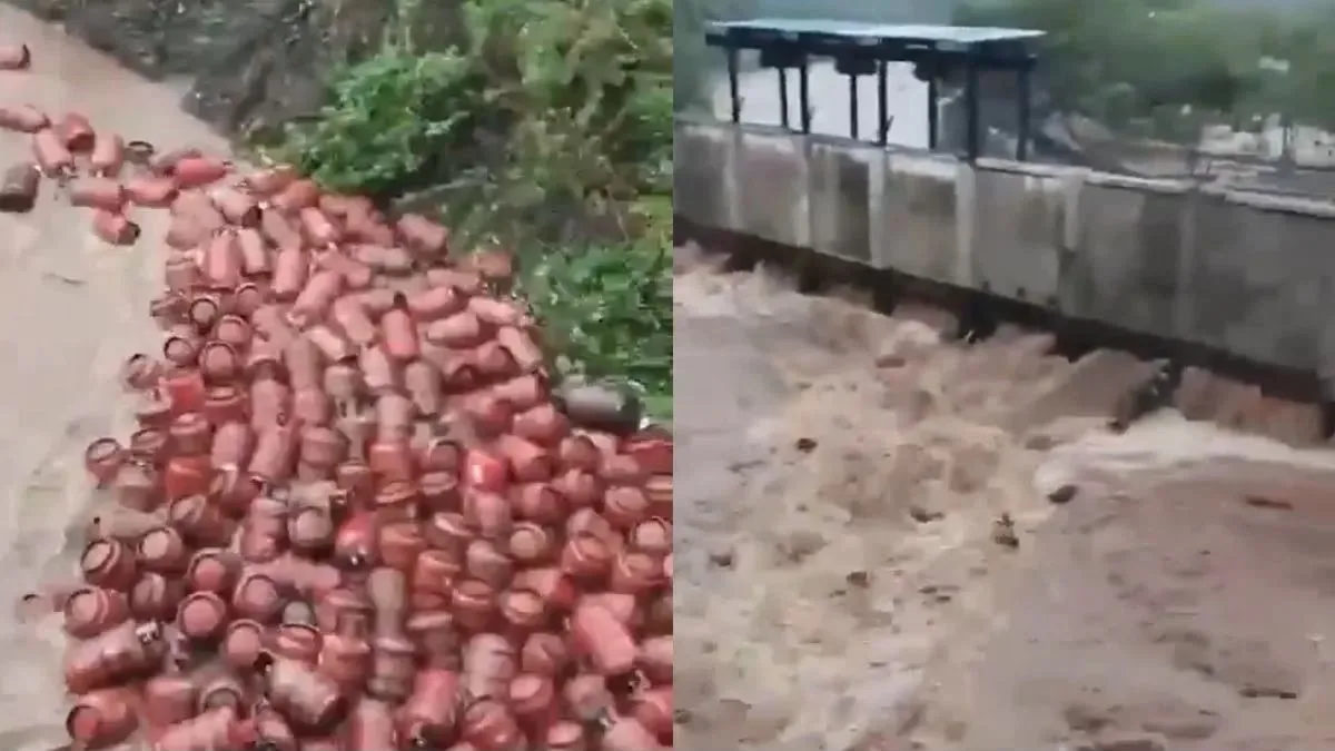 रायगढ़ में बाढ़ से बहे हजारों एलपीजी सिलेंडर